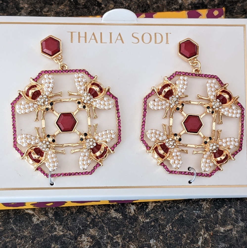Thalia Sodi hexagonal bee earrings